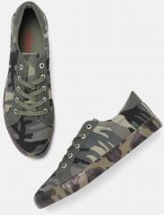 Roadster Men Green & Khaki Camouflage Print Sneakers