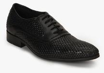 Ruosh Black Oxford Weaved Formal Shoes 