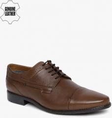 Ruosh Brown Leather Formal Derby Shoes men
