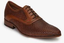 Ruosh Brown Oxford Weaved Formal Shoes men