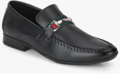 San Frissco Black Textured Slip On Shoes men