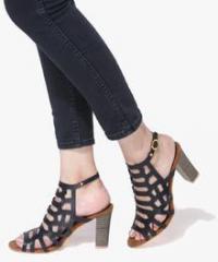 Shoe Couture Black Lazer Cut Sandals women