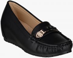 Shuz Touch Black Synthetic Patent Regular Loafers women