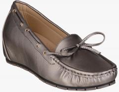 Shuz Touch Grey Synthetic Patent Regular Loafers women