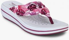 Skechers Maroon & White Printed Upgrades Slip On Flip Flops women
