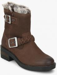 Superdry Brown Solid Heeled Boots women