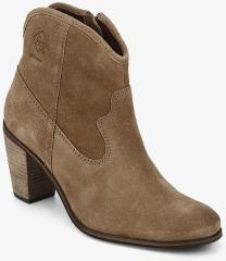 Superdry Camel Brown Solid Heeled Boots women