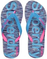 Superdry Women Blue & Pink Printed Thong Flip Flops