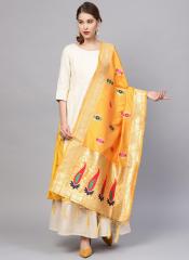Sutram Mustard & Gold Woven Design Dupatta women