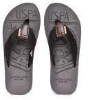U S Polo Assn Black & Grey Printed Thong Flip Flops men