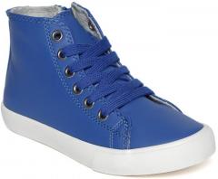 United Colors of Benetton Kids Blue Solid Mid Top Sneakers