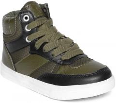 United Colors of Benetton Kids Olive Green & Black Mid Top Sneakers