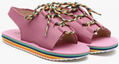United Colors Of Benetton Tricolour Striped Sole Pink Sandals girls