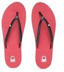 United Colors of Benetton Women Black & Red Solid Thong Flip Flops