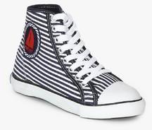 West Bay Hight Top Navy Blue Stripe Sneakers boys