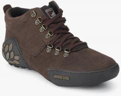 Woodland Brown Leather Mid Top Trekking Shoes men