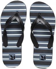 Woodland Men Black & Blue Striped Thong Flip Flops