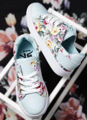 Yk Blue & Pink Floral Print Sneakers girls