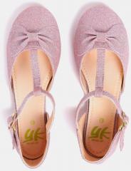 Yk Pink Solid Synthetic Ballerinas girls