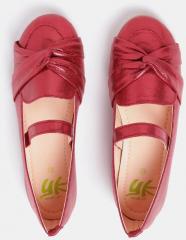 Yk Red Solid Synthetic Ballerinas girls