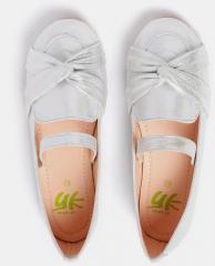Yk Silver Toned Solid Synthetic Ballerinas girls
