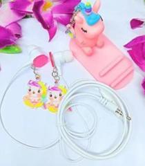 Tera13 Unicorn Mobile Holder for Kids/ Earring with Earphone Smart Headphones