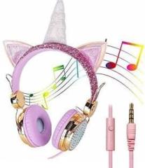 Tera13 Unicorn Wired On Ear Headphone with mic Headphones for Girls Smart Headphones