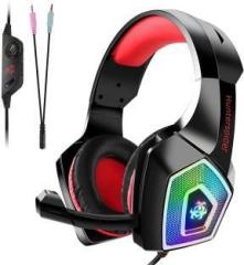 Verilux Gaming Headset, PS4 Gaming Headset for PC, Xbox One, Nintendo Switch, Laptop, Tablet, Mobile, with Mic LED Light Over Ear Surround Sound Noise Cancelling & Volume Control Red Smart Headphones