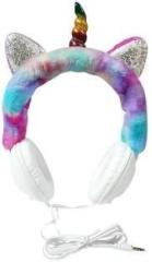 Yaah Creation Colourful Wired Adjustable Headphone Stereo Sound for Girl's Unicorn Smart Headphones