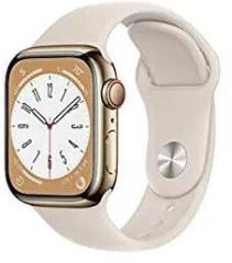 Apple Watch Series 8 GPS + Cellular 41mm Gold Stainless Steel Case with Starlight Sport Band Regular