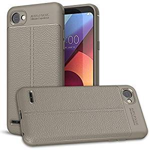 Calosc Auto Focus Shock Proof Leather Pattern Armor Soft Back Case / Cover For LG Q6