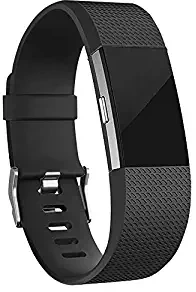 House of Quirk Replacement Bands Compatible for Fitbit Charge 2, Classic & Special Edition Adjustable Sport Wristbands Black