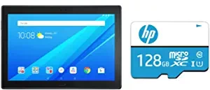 Lenovo Tab4 10 Plus Tablet, Black + HP 128GB Class 10 MicroSD Memory Card