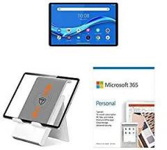 Lenovo Tab M10 FHD Plus Tablet, Platinum Grey + Tablet Stand + Microsoft 365 Personal 12 Month Subscription
