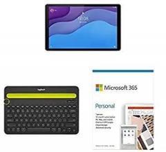 Lenovo Tab M10 HD 2nd Gen with Metallic Body + Wireless BT Keyboard + Microsoft 365 Personal 12 Month Subscription