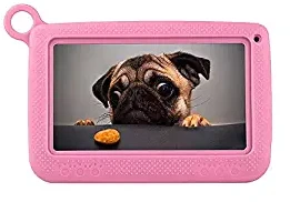 Q718 7inch Quad Core Tablet for Children 1024 * 600 Pixels Android 4.4 System 512MB+8GB Memory with Silicone Case Pink EU Plug