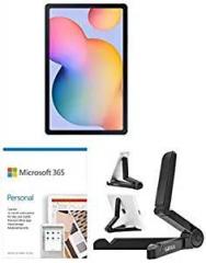 Samsung Galaxy Tab S6 Lite 10.4 inch, S Pen in Box, Slim and Light, Dolby Atmos Sound, 4 GB RAM, 64 GB ROM, Wi Fi Tablet, Angora Blue + Tablet Stand + Microsoft 365 Personal 12 Month Subscription