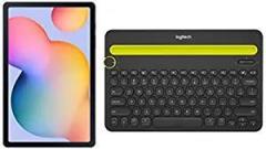 Samsung Galaxy Tab S6 Lite 26.31 cm, S Pen in Box, Slim and Light, Dolby Atmos Sound, 4 GB RAM, 64 GB ROM, Wi Fi Tablet, Oxford Grey + Logitech K480 Bluetooth Keyboard