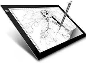 Xech LED Drawing Board A4 Size Adjustable Brightness USB Powered X Board Lighted X Ray Viewer Tracing Pad with Scale & Touch Control Anti Dazzling for Eye Protection