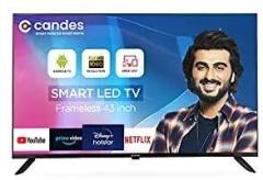 Candes 43 inch (108 cm) Frameless (CTPL43EF1S) Black, 2021 Edition with Inbuilt Rich & Surround 24W Box Loud Speakers Smart Android Full HD LED Tv