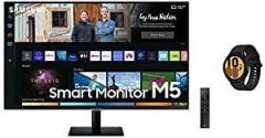 Samsung 27 inch (68.58 cm) M5 FHD Monitor, Speakers, Remote, 1 Billion Color, apps, Plus & Galaxy Watch4 Bluetooth(4.4 cm, Black, Compatible only) Smart Smart with Android TV