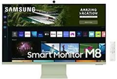 Samsung 32 inch (80 cm) 3840 X 2160 Pixels M8 Monitor, Wireless Webcam, Type C, apps, Plus, Office 365, Dex, Apple Airplay, BT, IOT, Speakers, Remote (LS32BM80GUWXXL, Green) Smart Smart 4K UHD TV
