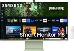 Samsung 32 inch (80 cm) M8 Monitor, Mouse & Keyboard Control, HAS, Pivot, Type C, apps, Office 365, Dex, Apple Airplay, BT, IOT, Speakers, Remote (LS32CM80GUWXXL, Green) Smart Smart 4K UHD TV