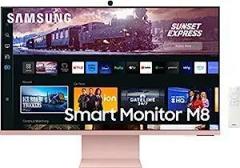 Samsung 32 inch (80 cm) M8 Monitor, Mouse & Keyboard Control, HAS, Pivot, Type C, apps, Office 365, Dex, Apple Airplay, BT, IOT, Speakers, Remote (LS32CM80PUWXXL, Pink) Smart Smart 4K UHD TV
