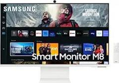Samsung 32 inch (80 cm) M8 Monitor, Mouse & Keyboard Control, HAS, Pivot, Type C, apps, Office 365, Dex, Apple Airplay, BT, IOT, Speakers, Remote (LS32CM801UWXXL, White) Smart Smart 4K UHD TV