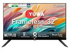 Yuwa 32 inch (80 cm) Gold Edition Frameless 11 YFL3 (Black) (2023 Model) Smart Android IPS HD Ready LED TV