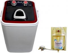 Lonik COMBO of Lonik Mini 4.6 Kg wash and 2 Kg Dry Washing Machine LTPL 4060 RED & Lonik Portable Instant Water Geyser Heater LTPL 9050 Ivory