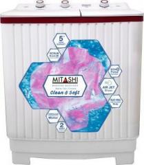 Mitashi 6.2 kg MiSAWM62v25 AJD Semi Automatic Top Load Washing Machine (White, Maroon)