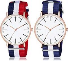 A Acnos Brand Classic Formal and Professional Look Collection Analog Multicolour Dial Boy's and Girl's Combo Watch DW RD BLU Pack of 2