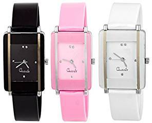 Aaradhya Fashion Combo Of 3 Analogue Multicolor Dial Womens And Girls Watch A9F Mor Pink Black White2704